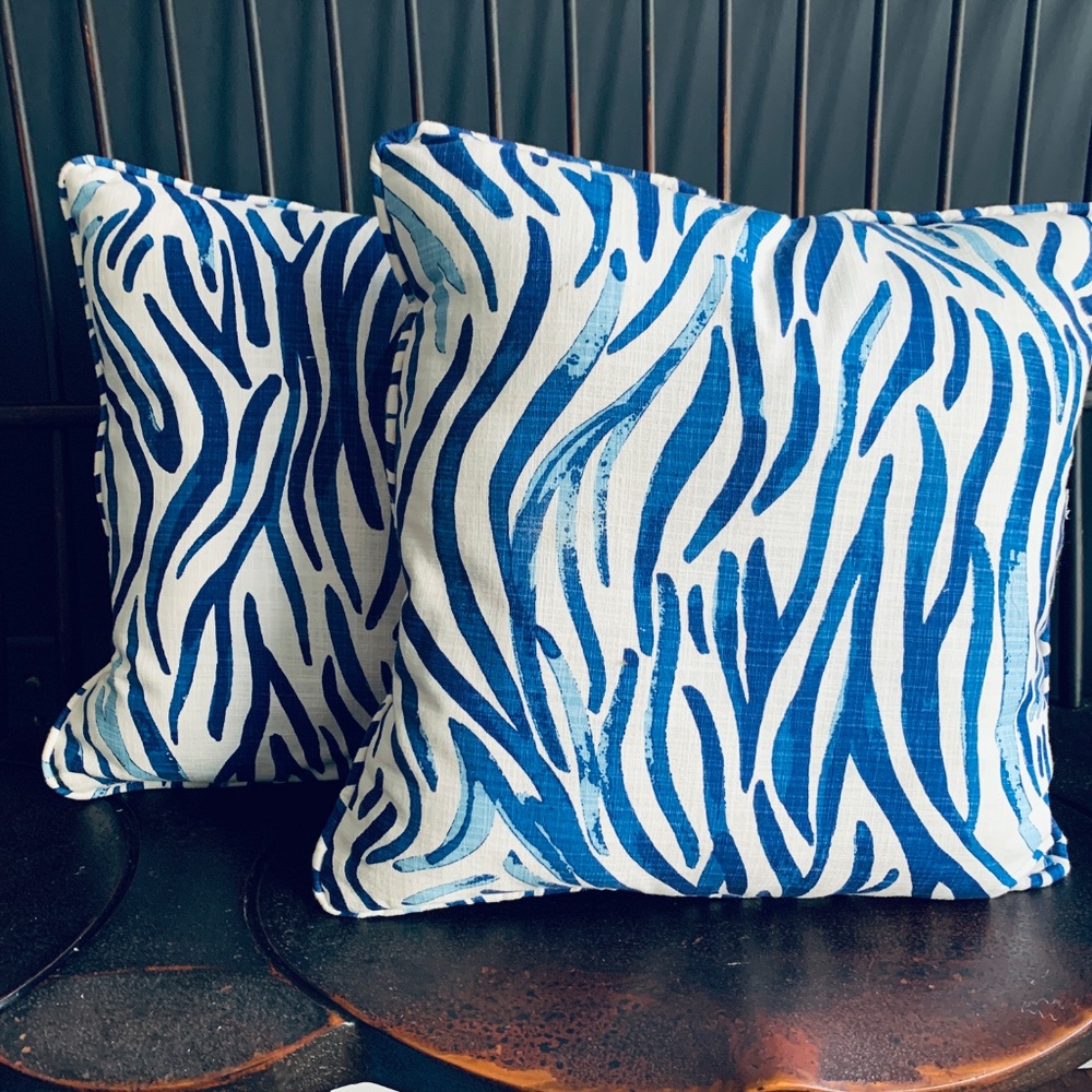 Set of Two (2) 100% Cotton 16" Throw Pillows with High Quality Upholstery Fabric